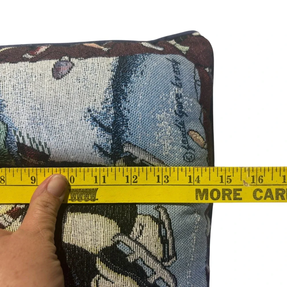 Vintage Tapestry Pillow Jacquard Gare Evans Penguin Ice Skating Christmas Decor‎